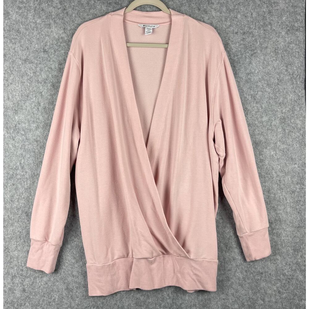 Athleta Purana Sweatshirt Womens XLT Pink V Neck Faux Wrap Oversized Stretchy